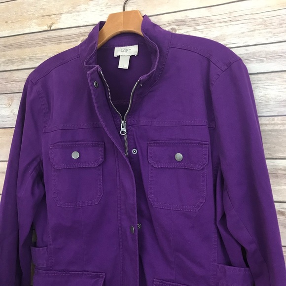 Ann Taylor LOFT Purple Jacket flap pockets coat - Picture 2 of 8